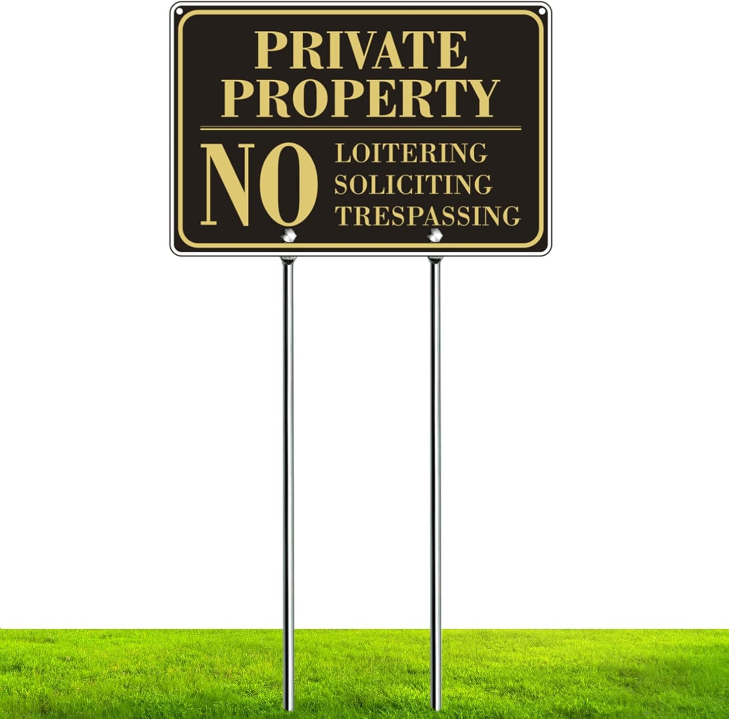 12" x 8" No Soliciting Sign for House – Large Yard Sign with 16" Stakes, Weatherproof, Fade-Resistant Aluminum Metal for Outdoor Use