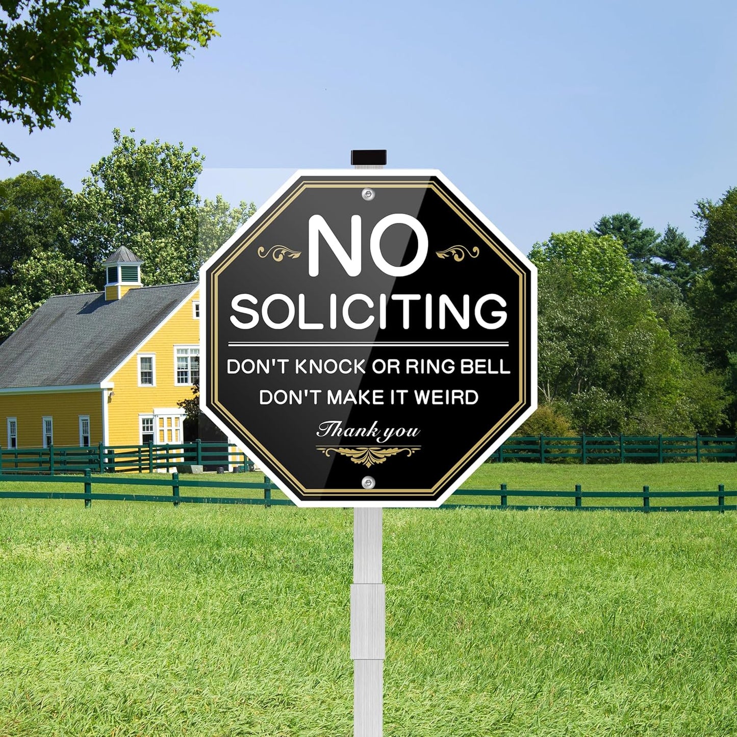 10" x 10" No Soliciting Yard Sign with 28" Stake – Rust-Free & Weather-Resistant Metal