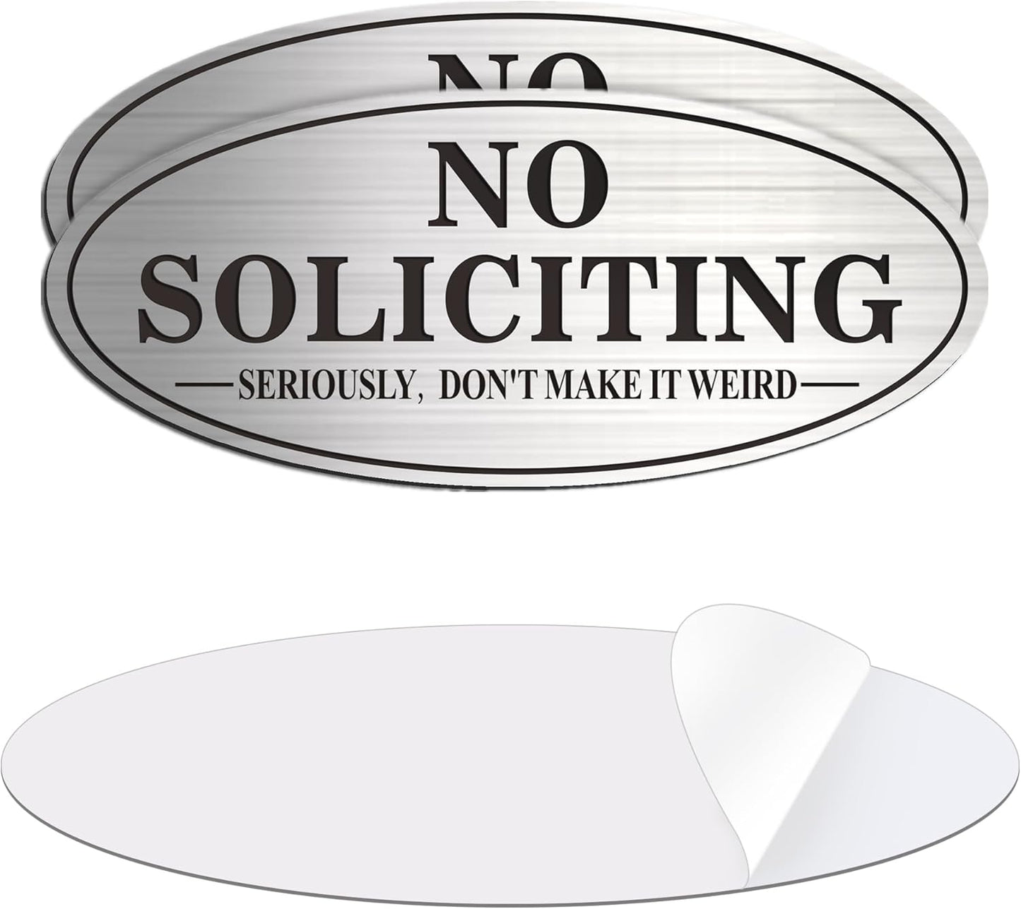 2-Pack No Soliciting Metal Signs for House Door - 7.0 x 3.0 Inches, Self-Adhesive, Waterproof & Weather-Resistant, Ideal for Office, Home, and Business Use