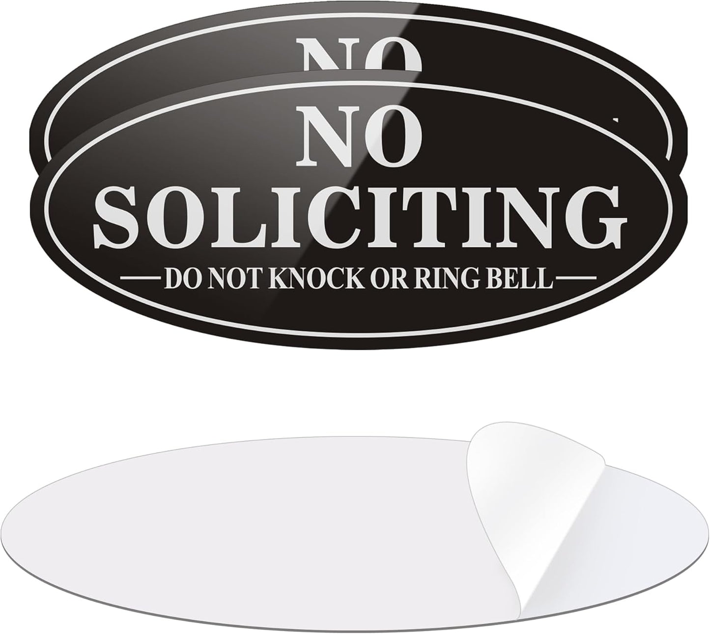 2-Pack No Soliciting Metal Signs for House Door - 7.0 x 3.0 Inches, Self-Adhesive, Waterproof & Weather-Resistant, Ideal for Office, Home, and Business Use