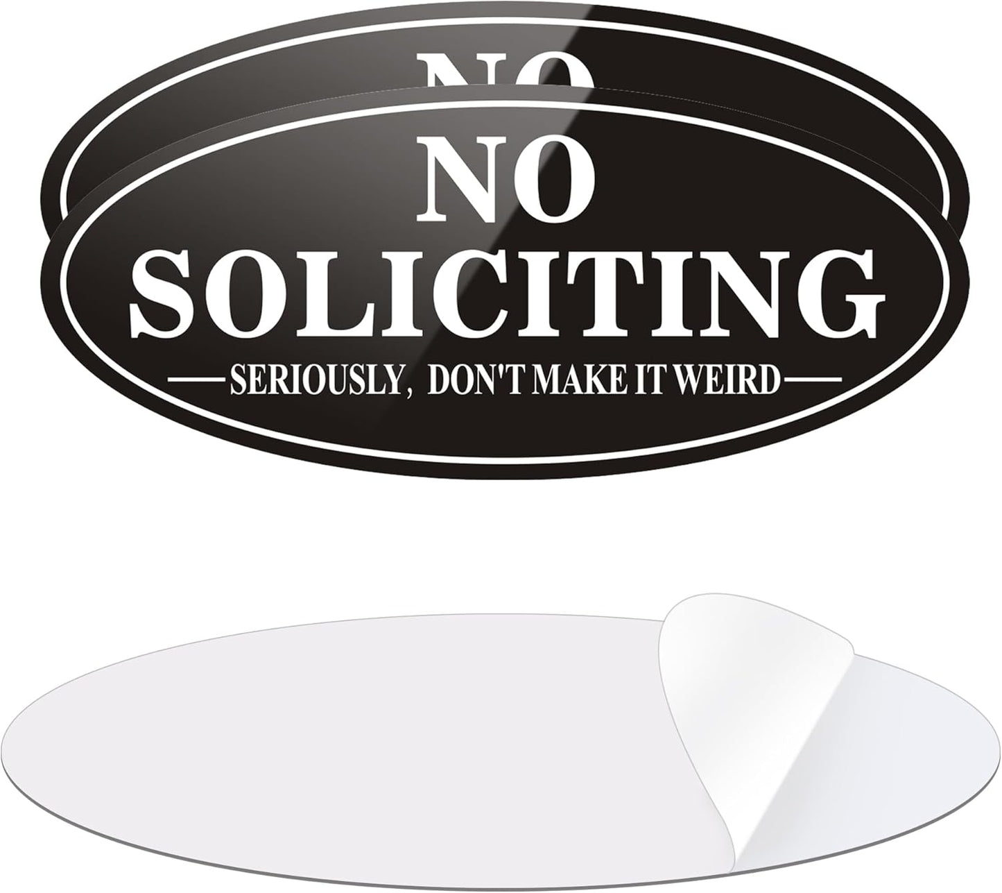 2-Pack No Soliciting Metal Signs for House Door - 7.0 x 3.0 Inches, Self-Adhesive, Waterproof & Weather-Resistant, Ideal for Office, Home, and Business Use