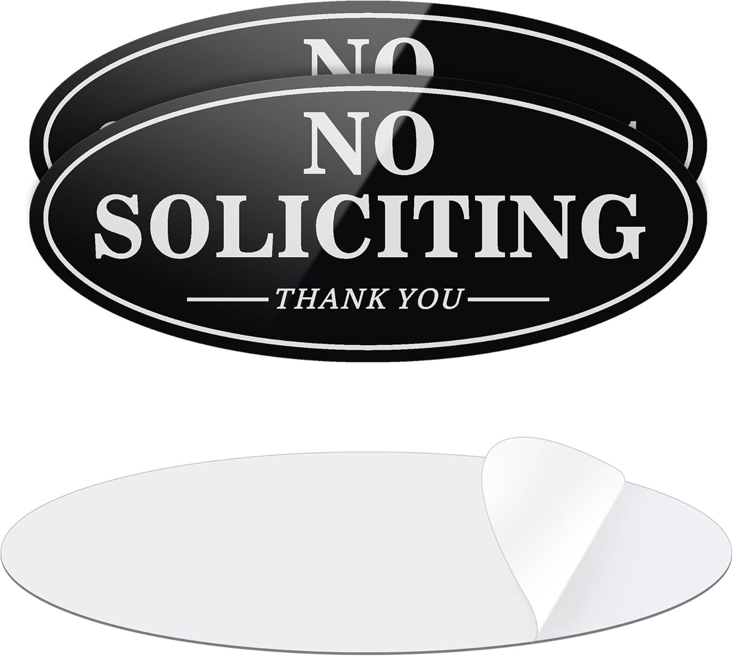 2-Pack No Soliciting Metal Signs for House Door - 7.0 x 3.0 Inches, Self-Adhesive, Waterproof & Weather-Resistant, Ideal for Office, Home, and Business Use