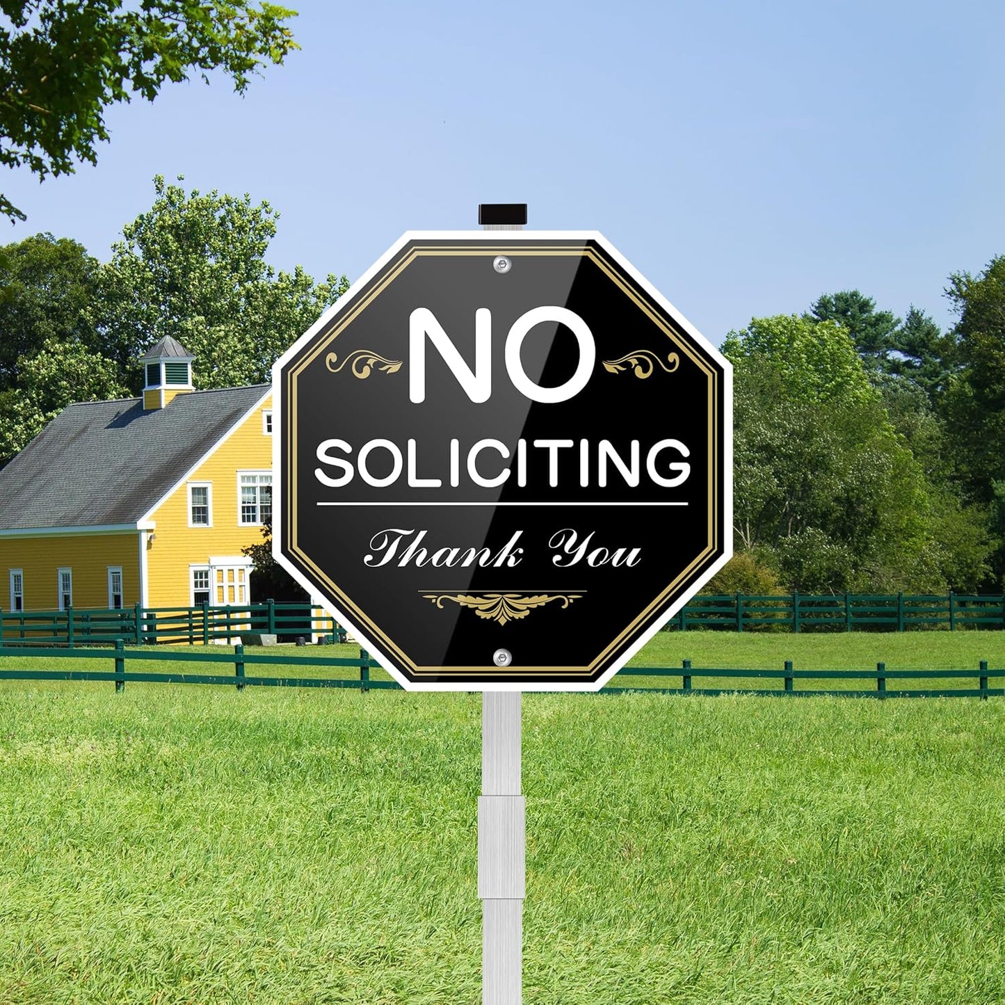 10" x 10" No Soliciting Yard Sign with 28" Stake – Rust-Free & Weather-Resistant Metal