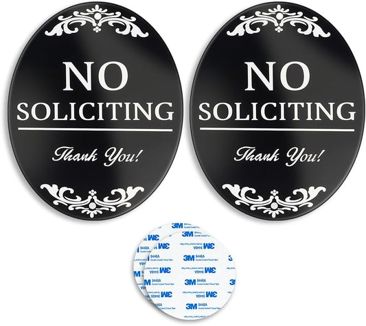 2-Pack No Soliciting Sign for House - 4x5 Inch Aluminum Outdoor Yard Sign for Front Door, Home, and Doorway Use