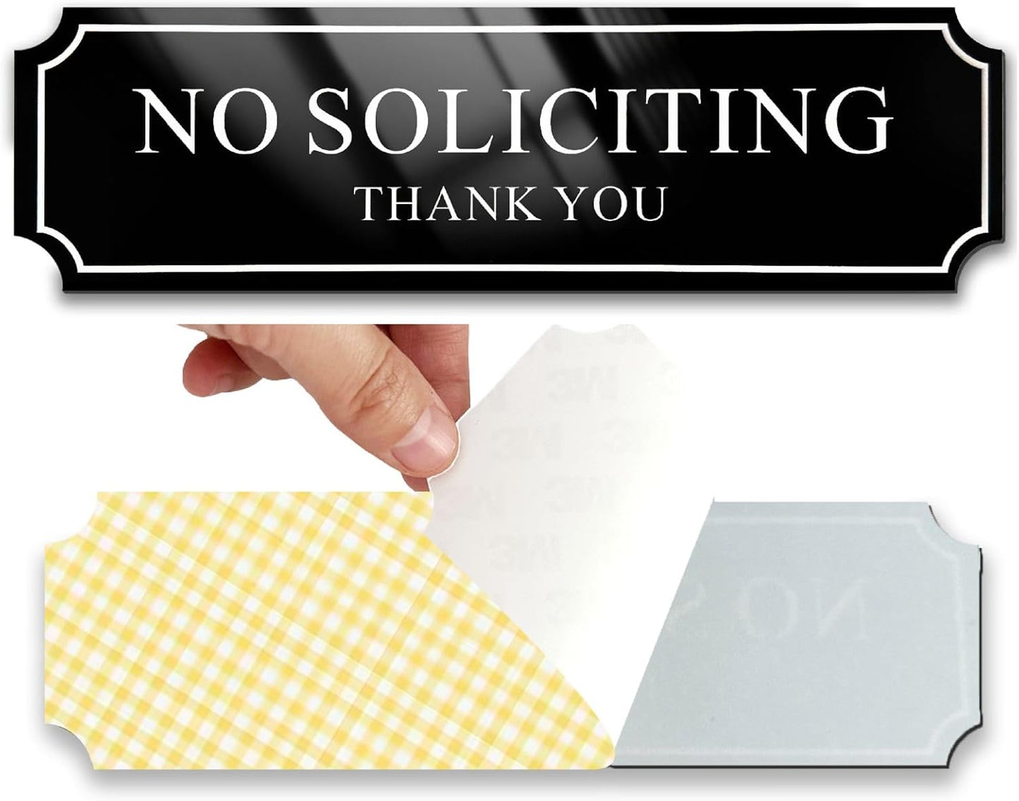 Weatherproof No Soliciting Sign - 8.2" x 2.5" Durable Adhesive Door Sign for Home, Office, and Front Entrance