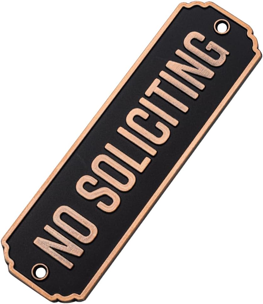 Brass No Soliciting Sign for Door & Office – Thank You Message, Home Decor