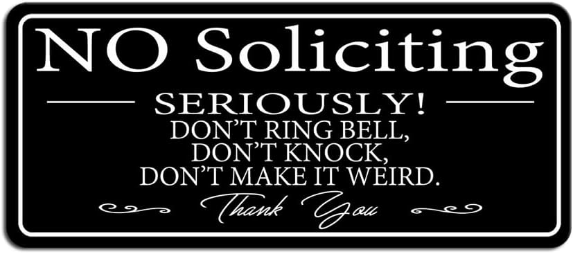 9x4 Inch No Soliciting Sign for Home & Office - Thick Acrylic, Self-Adhesive, Modern Door or Wall Decor, Effective Go Away Sign