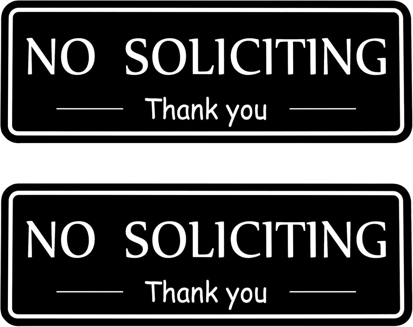 2-Pack No Soliciting Sign for House - 7.9"x2.8" Durable Acrylic, Self-Adhesive, Weatherproof for Front Door, Home, Office, Wall, Effective Solicitor Deterrent