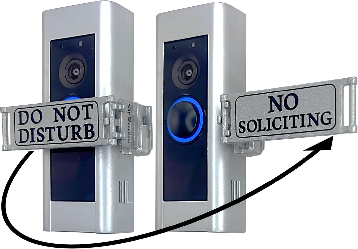 Universal Rotating Doorbell Cover - DO NOT DISTURB & NO SOLICITING, Tool-Free, Fits Video & Standard Buttons