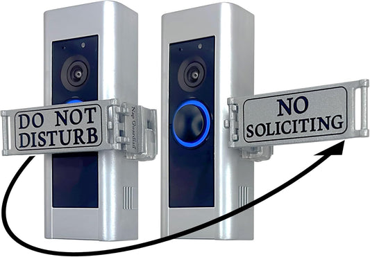 Universal Rotating Doorbell Cover - DO NOT DISTURB & NO SOLICITING, Tool-Free, Fits Video & Standard Buttons