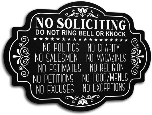 8x6 Inch No Soliciting Sign – Self-Adhesive Acrylic Door & Wall Sign for Home, Office, Yard, Porch