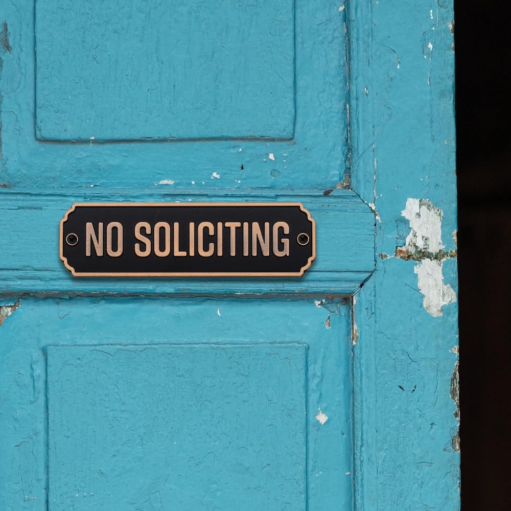 Brass No Soliciting Sign for Door & Office – Thank You Message, Home Decor