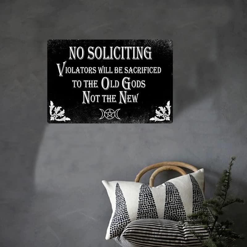 8x12 Inch No Soliciting Sign - Gothic Style Decor for Home, Kitchen, Office, and House