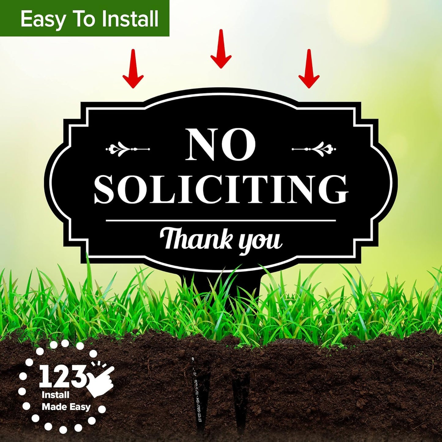 Heavy-Duty No Soliciting Sign with Integrated Ground Stakes - Rust-Free Aluminum for Indoor/Outdoor Use