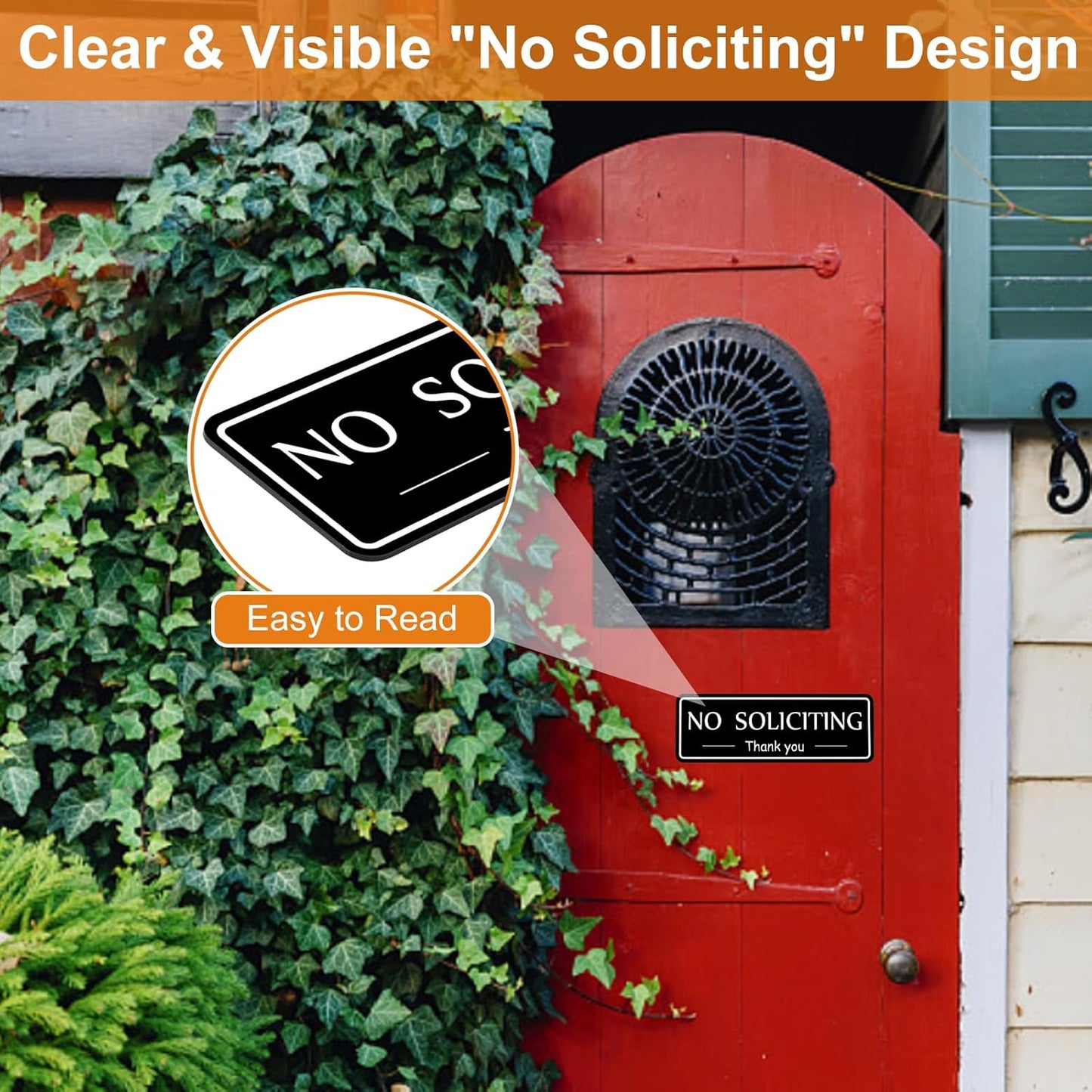 2-Pack No Soliciting Sign for House - 7.9"x2.8" Durable Acrylic, Self-Adhesive, Weatherproof for Front Door, Home, Office, Wall, Effective Solicitor Deterrent