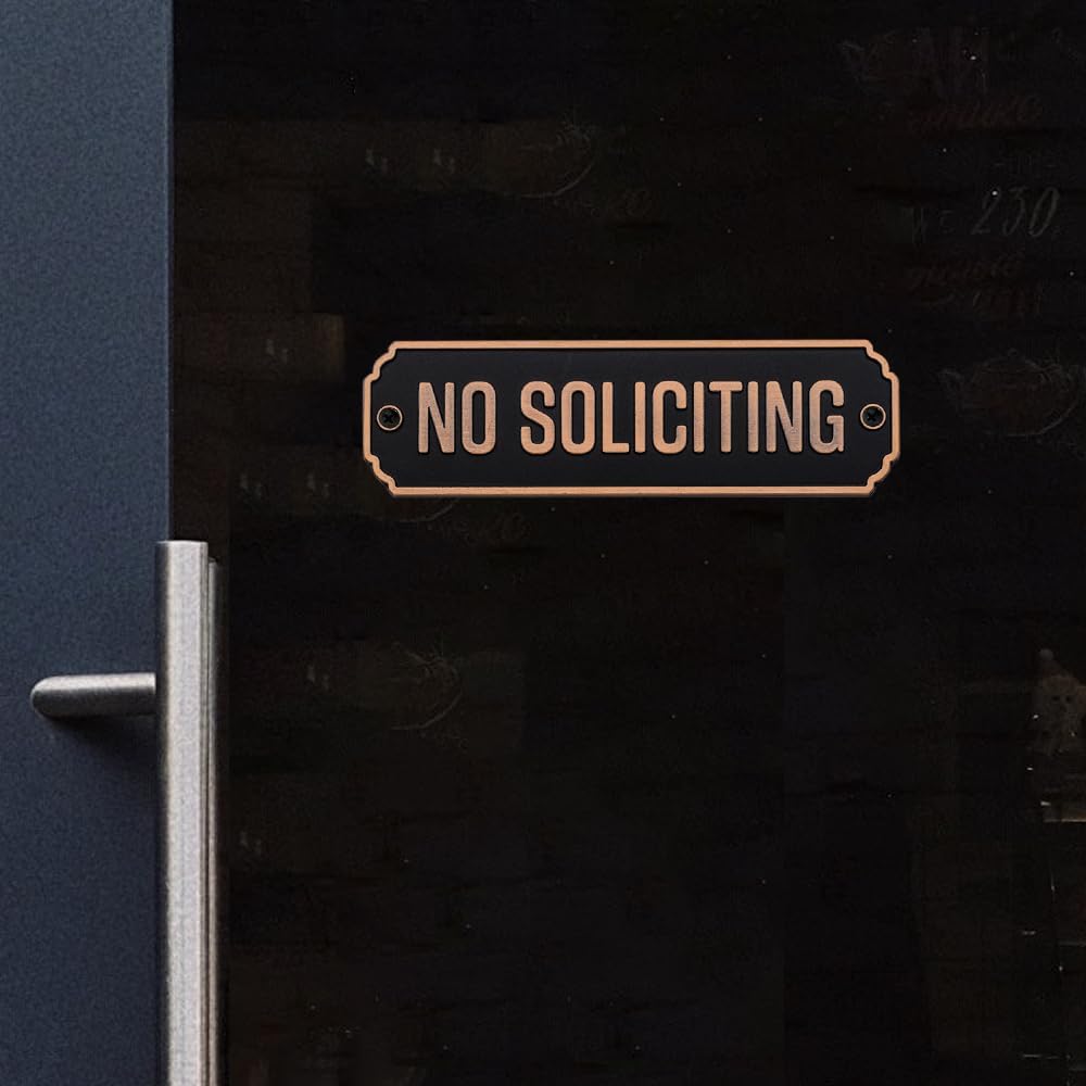 Brass No Soliciting Sign for Door & Office – Thank You Message, Home Decor