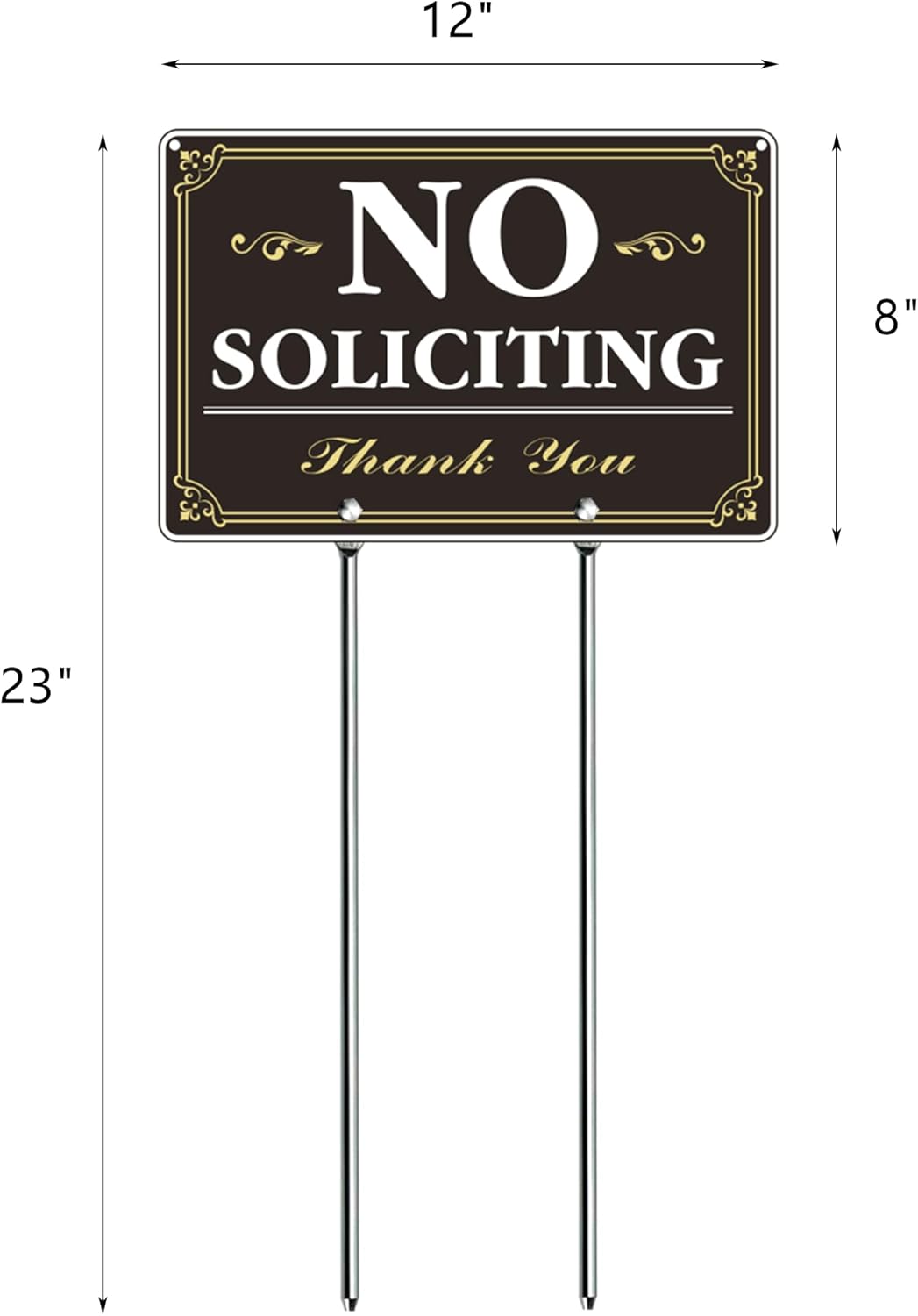 12" x 8" No Soliciting Sign for House – Large Yard Sign with 16" Stakes, Weatherproof, Fade-Resistant Aluminum Metal for Outdoor Use