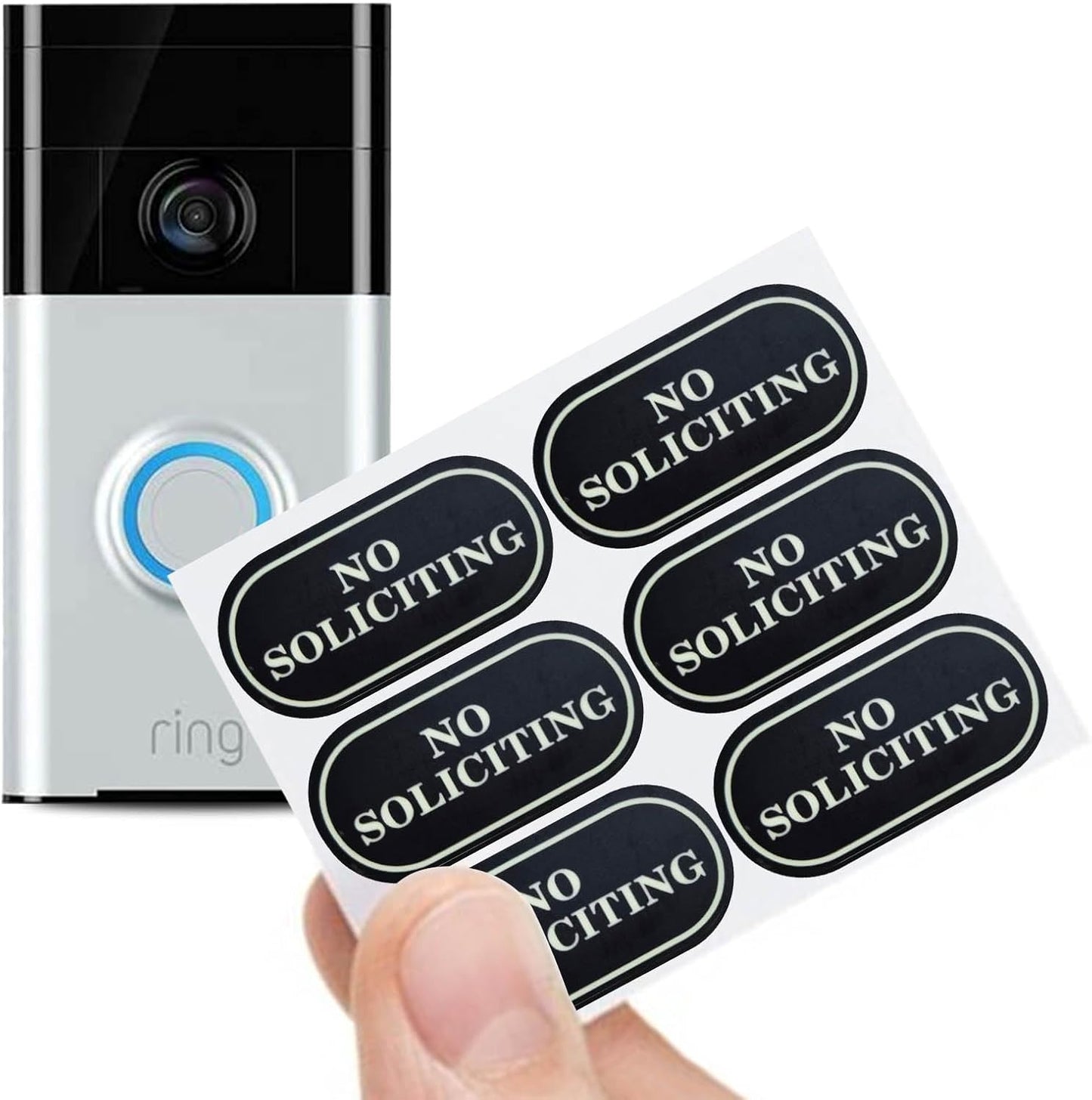 6-Pack Small No Soliciting Sign for House - Weatherproof Glow in the Dark Stickers, Perfect for Video Doorbells, Front Door, Wall & Window Use