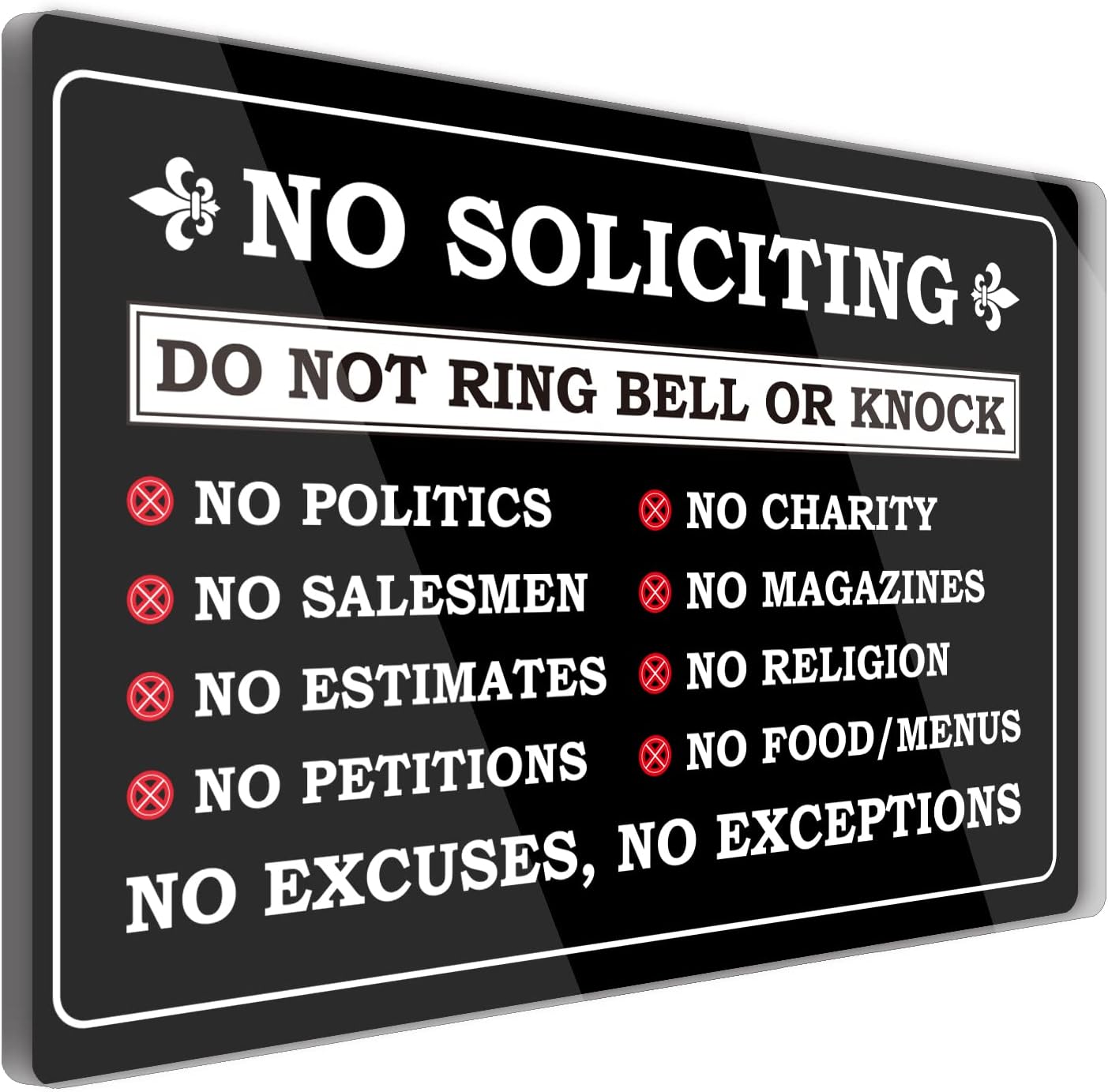 No Soliciting Sign - Do Not Ring or Knock, Perfect for Home, Office, or Business Use