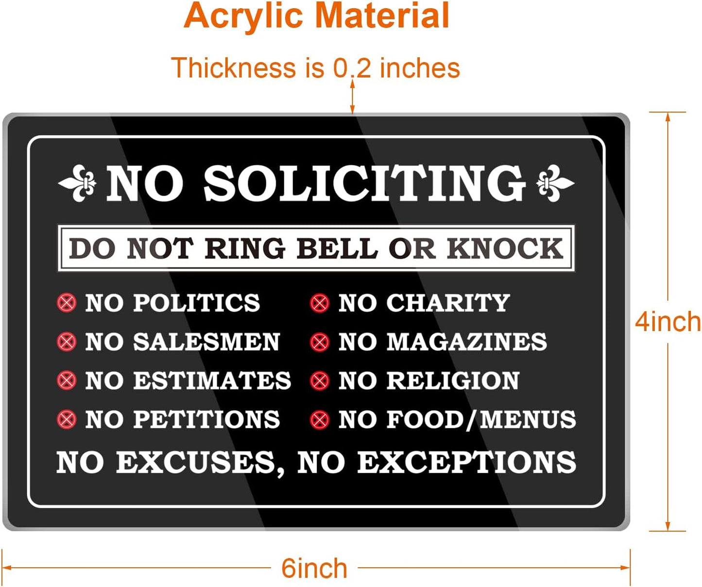 No Soliciting Sign - Do Not Ring or Knock, Perfect for Home, Office, or Business Use