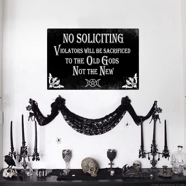 8x12 Inch No Soliciting Sign - Gothic Style Decor for Home, Kitchen, Office, and House