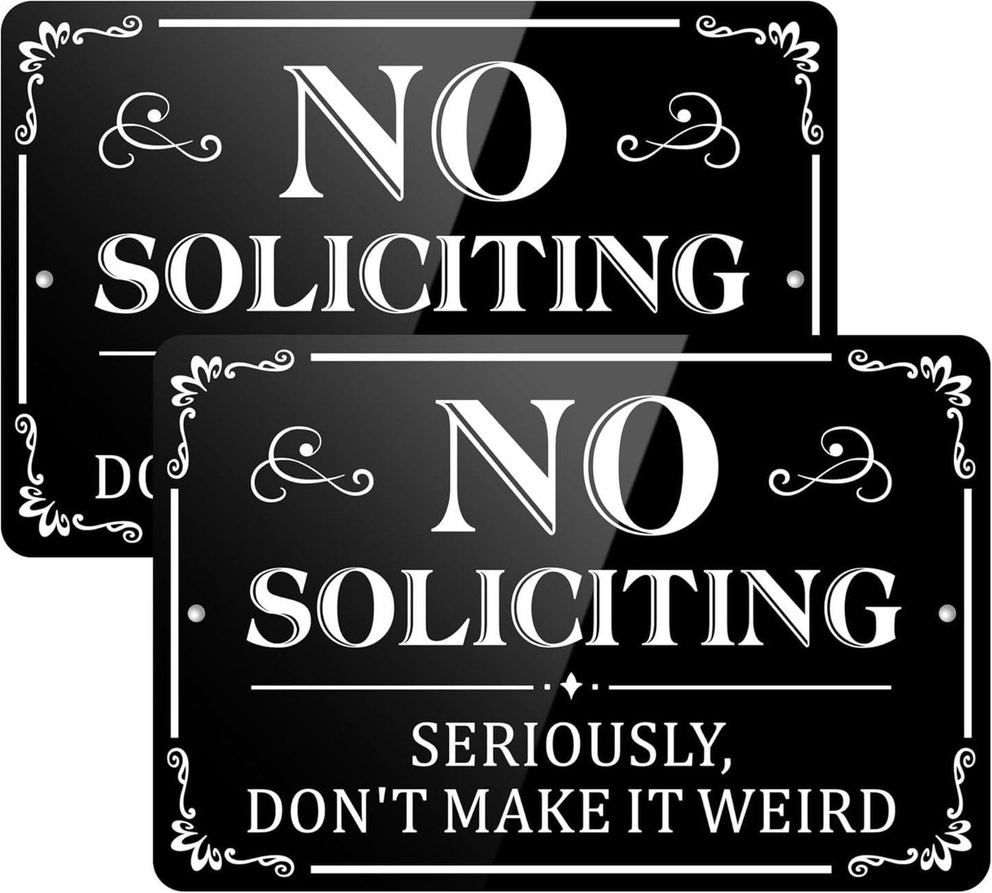 2-Pack No Soliciting Signs for Front Door – 9x6 Inch Self-Adhesive Aluminum Metal Signs for House & Yard