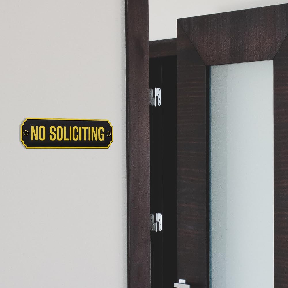 Brass No Soliciting Sign for Door & Office – Thank You Message, Home Decor