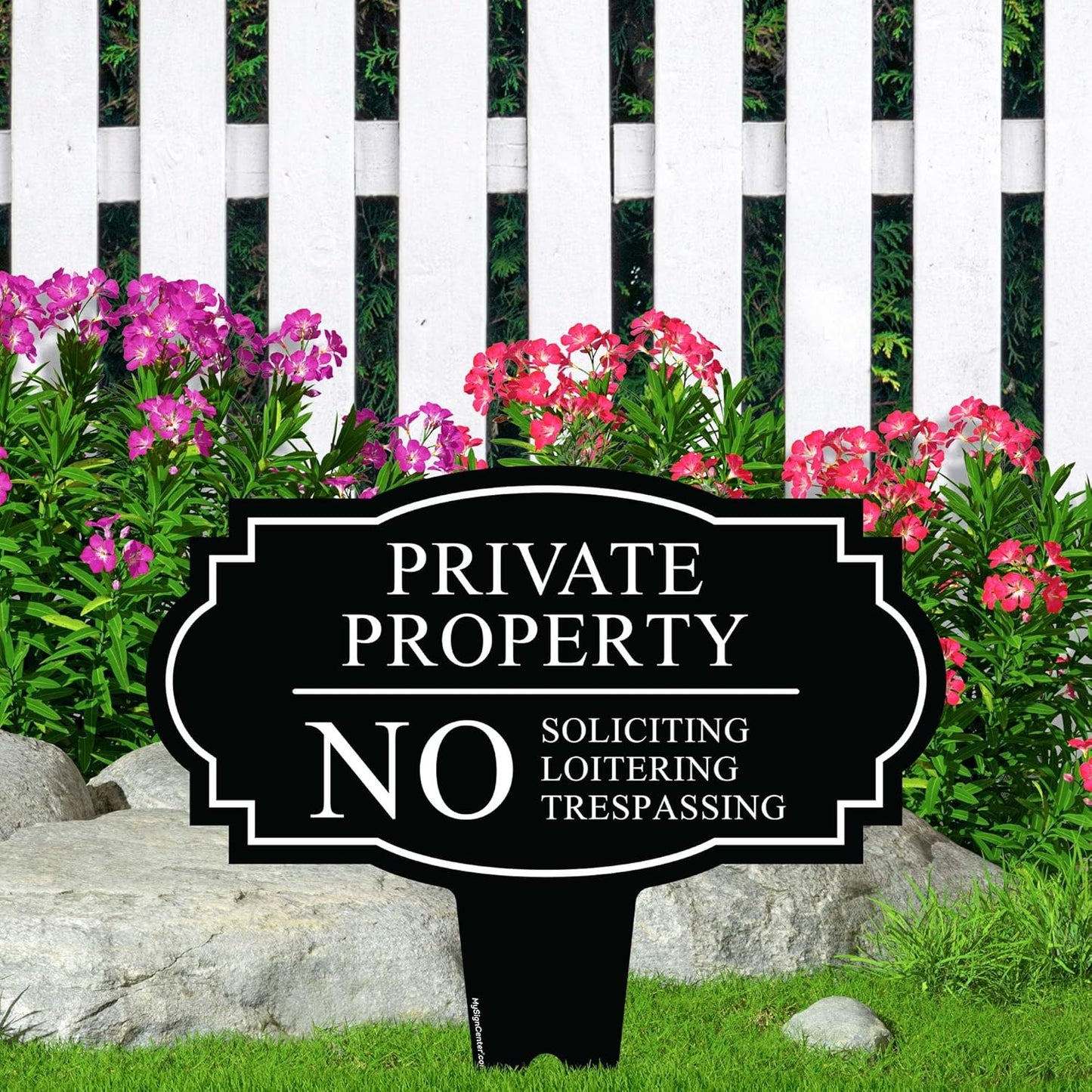 Heavy-Duty No Soliciting Sign with Integrated Ground Stakes - Rust-Free Aluminum for Indoor/Outdoor Use