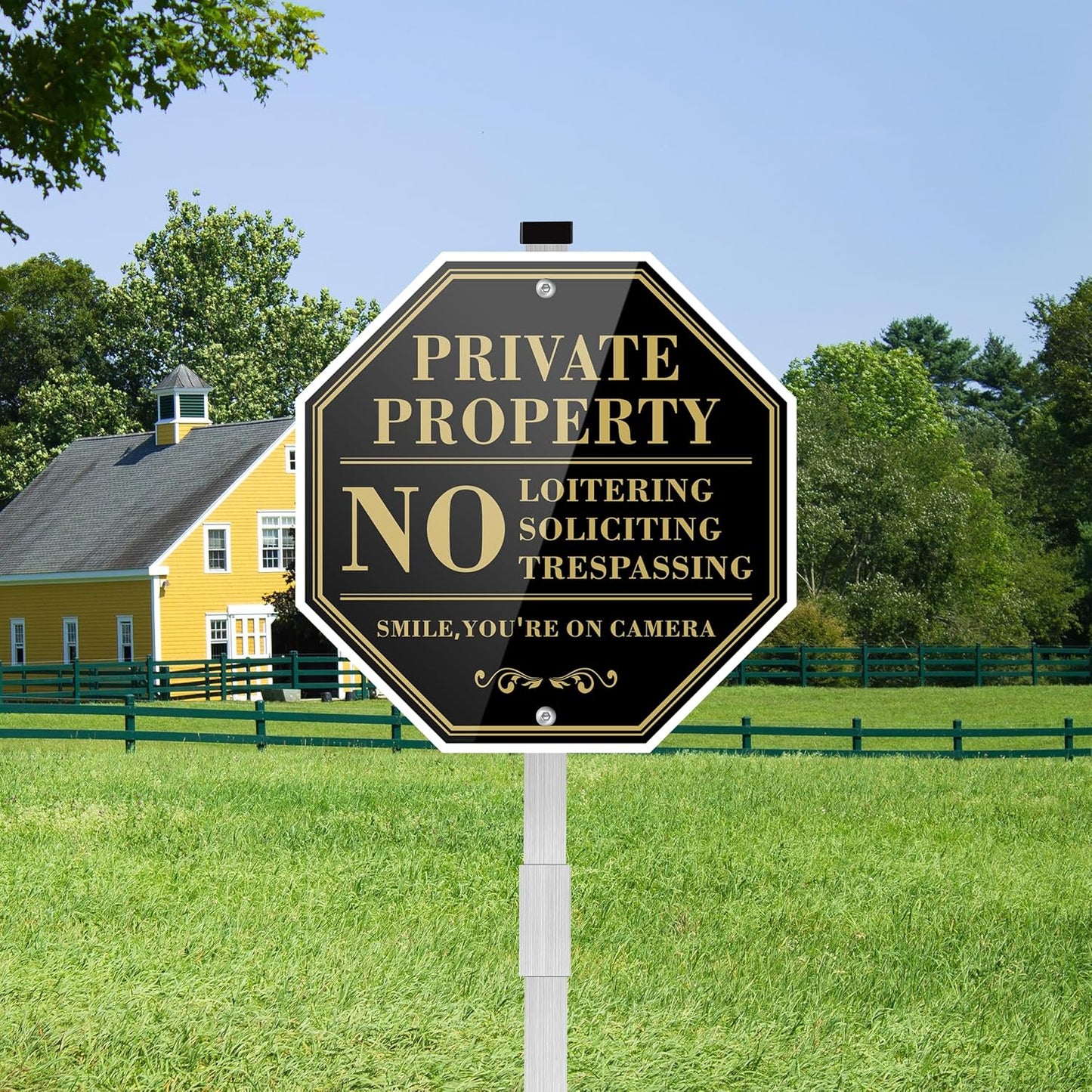 10" x 10" No Soliciting Yard Sign with 28" Stake – Rust-Free & Weather-Resistant Metal