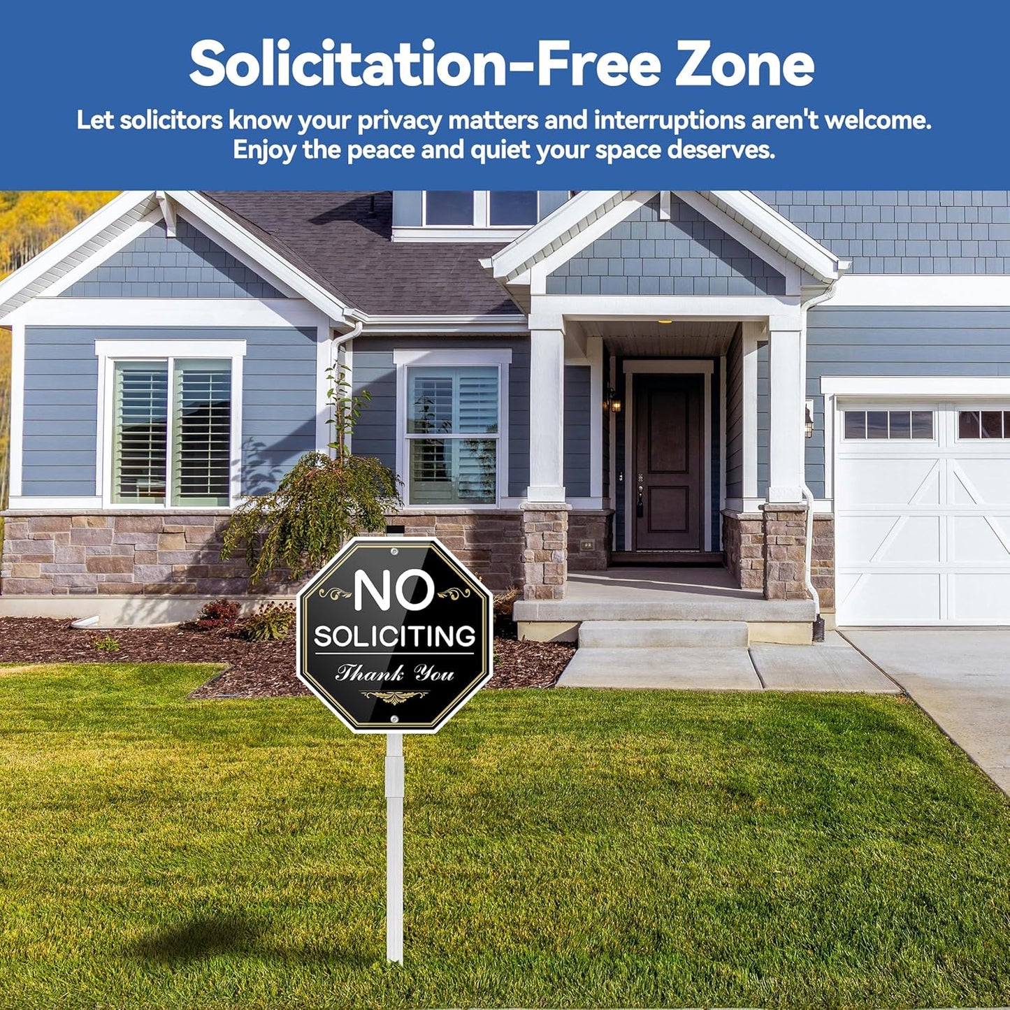 10" x 10" No Soliciting Yard Sign with 28" Stake – Rust-Free & Weather-Resistant Metal